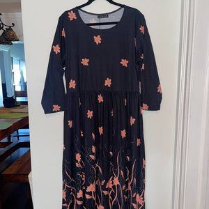 Plus Size Casual Dress with Orange Flowers